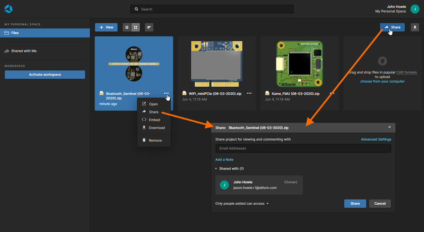 Once uploaded, you can share the data snapshot with others.