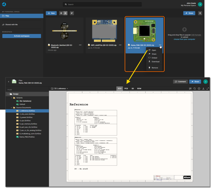 Accessing the data snapshot from your Personal Space (only when you were the one to have uploaded it).