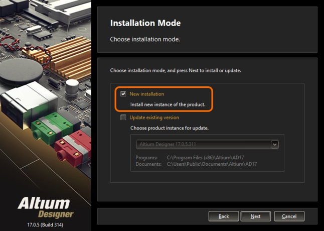 To install a separate instance, ensure the New installation option is chosen as the mode of installation.