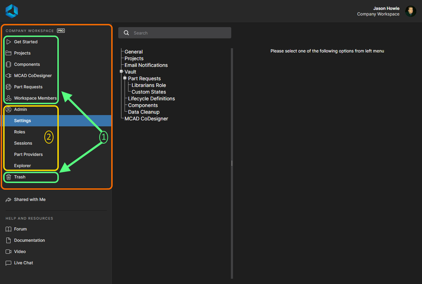 The Altium 365 Platform Interface showing the active Workspace, which can be further divided into two distinct sets of interface elements.