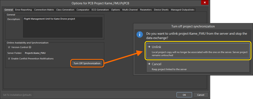 You can sever the connection between your local project and the incarnation of it made available in the Workspace.