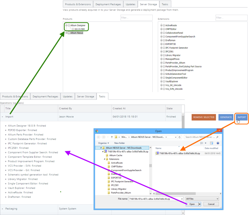 Products and extensions can be imported from an offline installation.