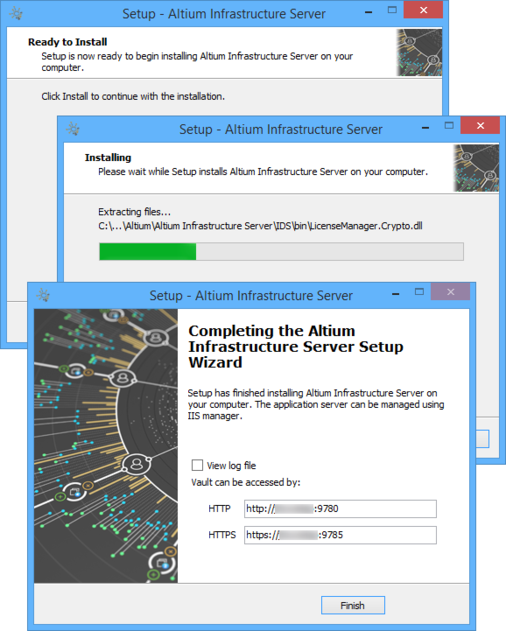 Kick off the installation by clicking Install. Click Finish once installation is complete.