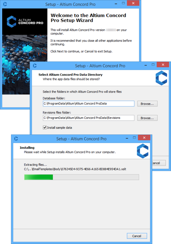 Streamlined installation, courtesy of the Altium Concord Pro Setup wizard.