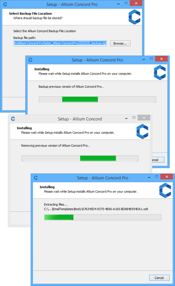 When updating to a later version of the server, a backup of your data will be made, before the old server is removed,

and the new one installed.