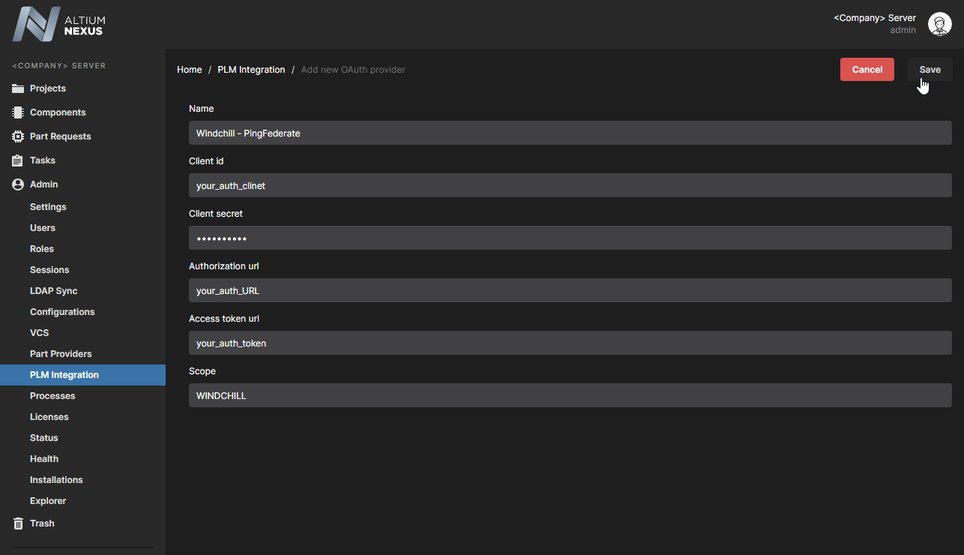 The information required to set up a new SSO OAuth instance is sourced from the existing OAuth provider configuration.