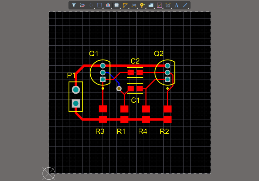 Finished PCB, showing layers used