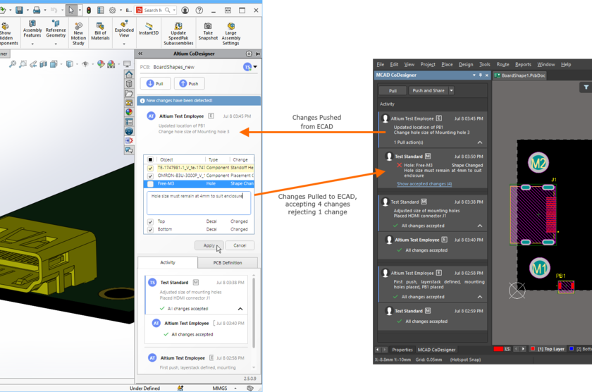 Change history makes it easy for the engineers on both sides to be aware of each other's responses to the changes being made.