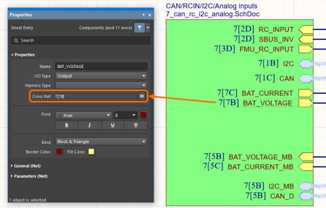 Cross References can be explored in the Properties panel of the selected sheet entry.