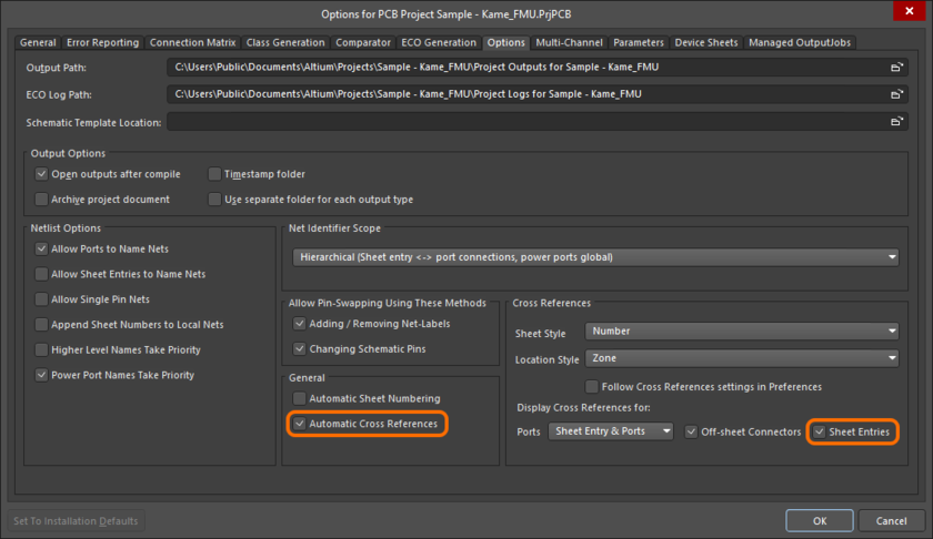 Enable the Automatic Cross References and Sheet Entries options in project options for tagging sheet entries with cross reference values.