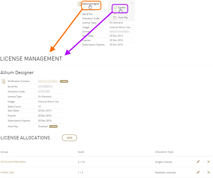 Access and make changes to a license for the account as required.