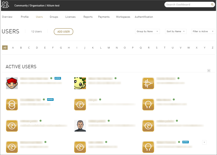 Create a 'database' of people who are to use the license(s) associated to your Altium Account. The users inherit access to AltiumLive services available to their

parent organization.