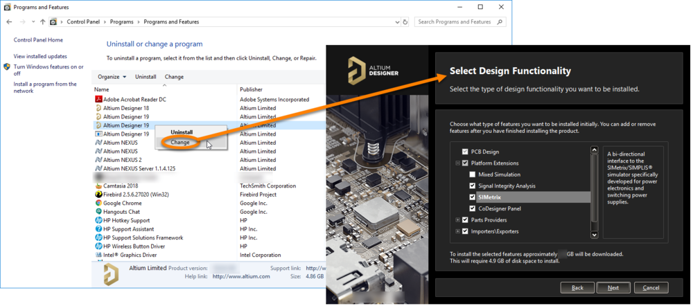 Modify the installation at any stage by changing the core functionality installed.