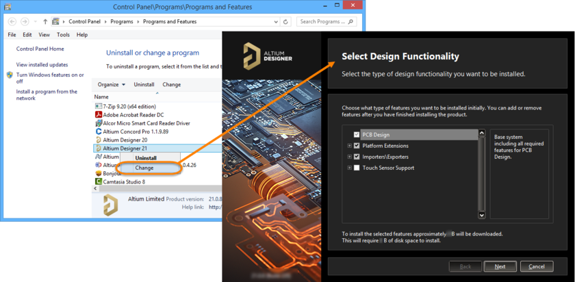 Modify the installation at any stage by changing the core functionality installed.