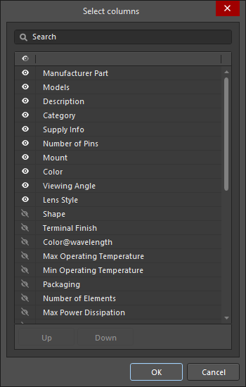 Select Columns dialog