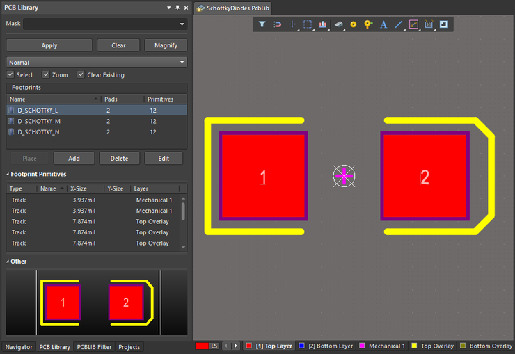 Resulting PCB Library document with the downloaded footprints.