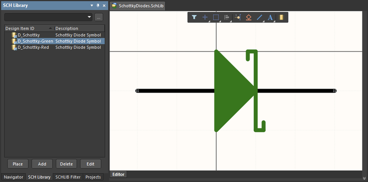 Resulting Schematic Library document with the downloaded symbols.