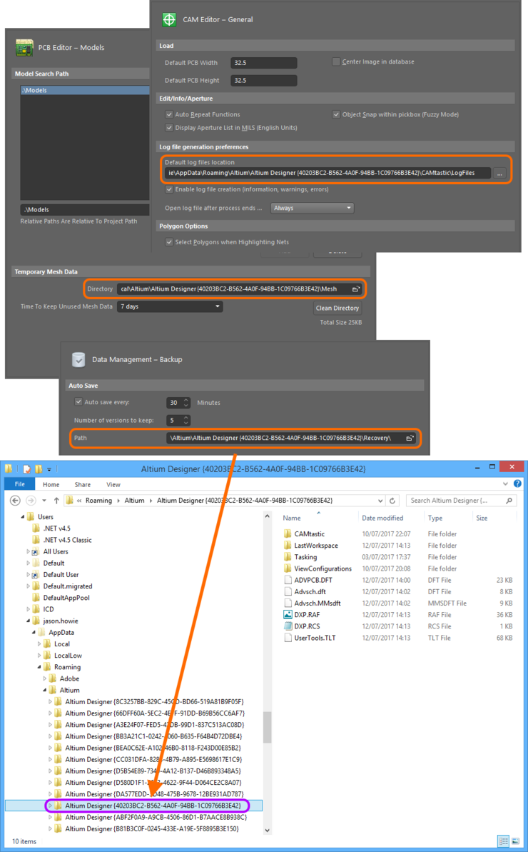 Identifying the GUID used for the active version instance of Altium Designer.