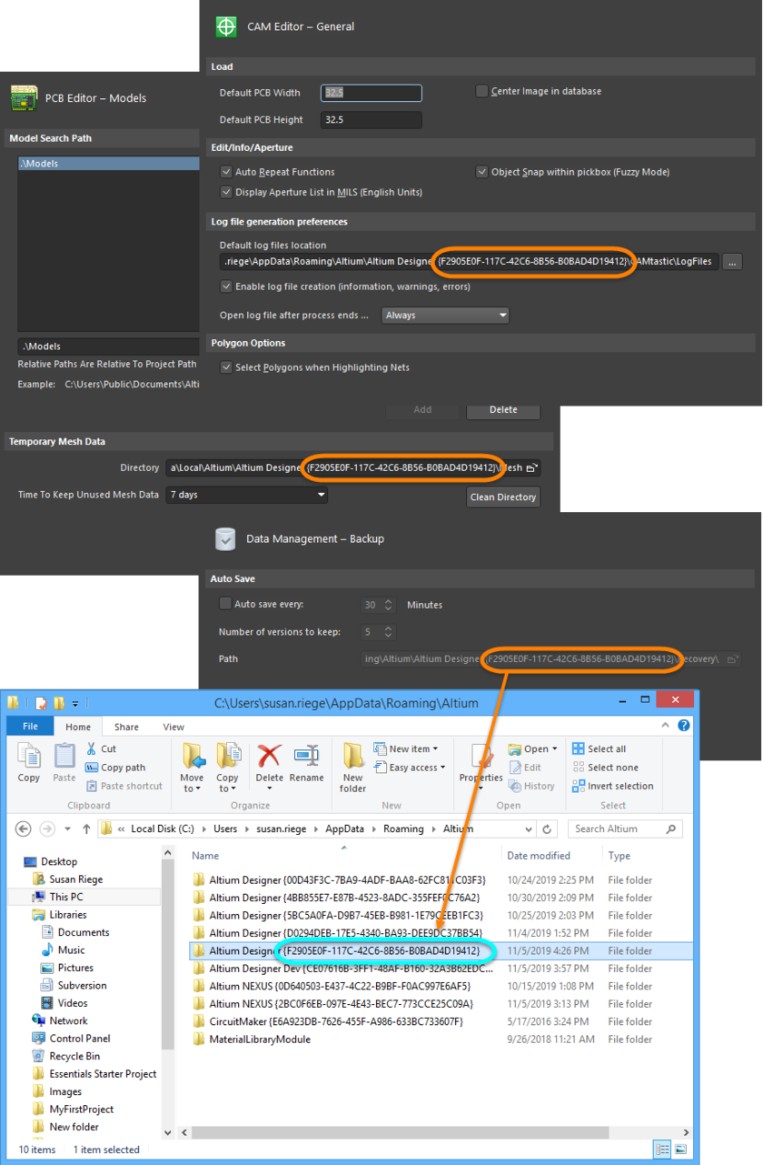 Identifying the GUID used for the active version instance of Altium Designer.
