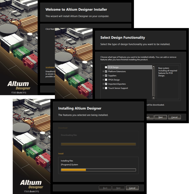 Streamlined installation courtesy of the Altium Designer Installer.