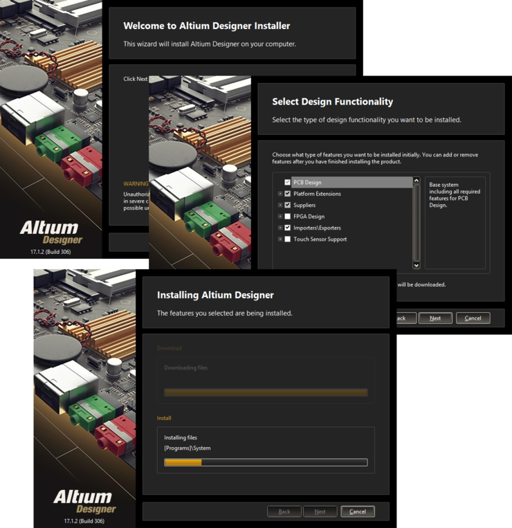 Streamlined installation courtesy of the Altium Designer Installer.