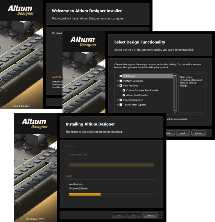 Streamlined installation courtesy of the Altium Designer Installer.