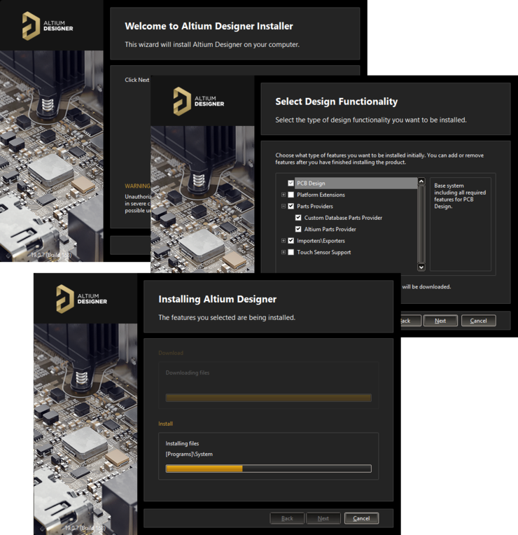 Streamlined installation courtesy of the Altium Designer Installer.