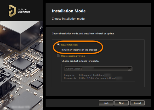 To install a separate instance, ensure the New installation option is chosen as the mode of installation.