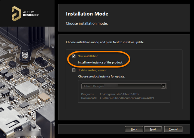 To install a separate instance, ensure the New installation option is chosen as the mode of installation.