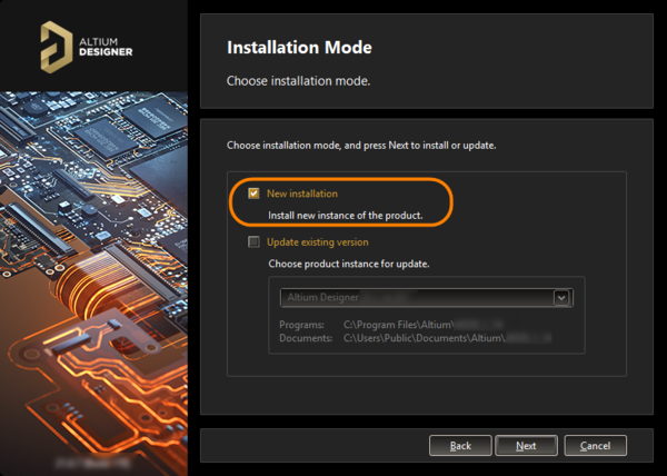 To install a separate instance, ensure the New installation option is chosen as the mode of installation.