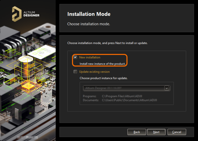 To install a separate instance, ensure the New installation option is chosen as the mode of installation.