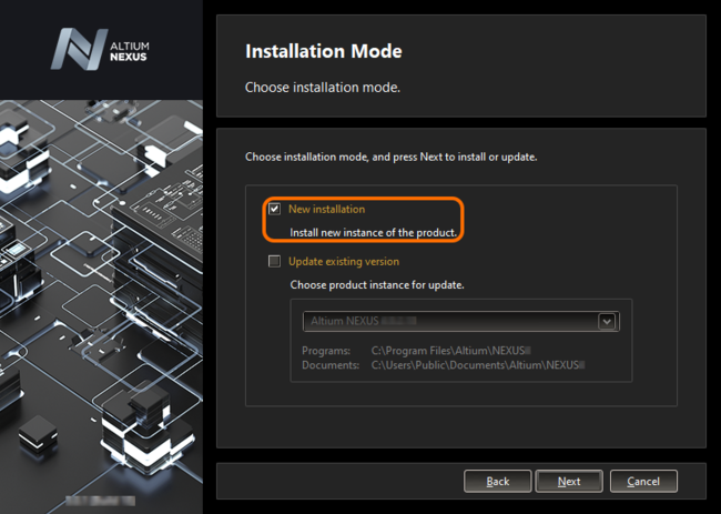 To install a separate instance, ensure the New installation option is chosen as the mode of installation.