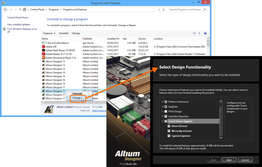 Modify the installation at any stage by changing the core functionality installed.