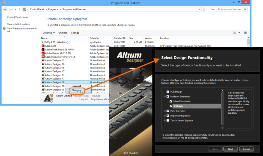 Modify the installation at any stage by changing the core functionality installed.