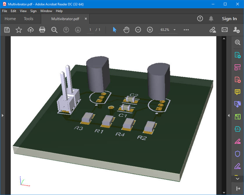 Tutorial board exported as a 3D PDF, open in Adobe Acrobat