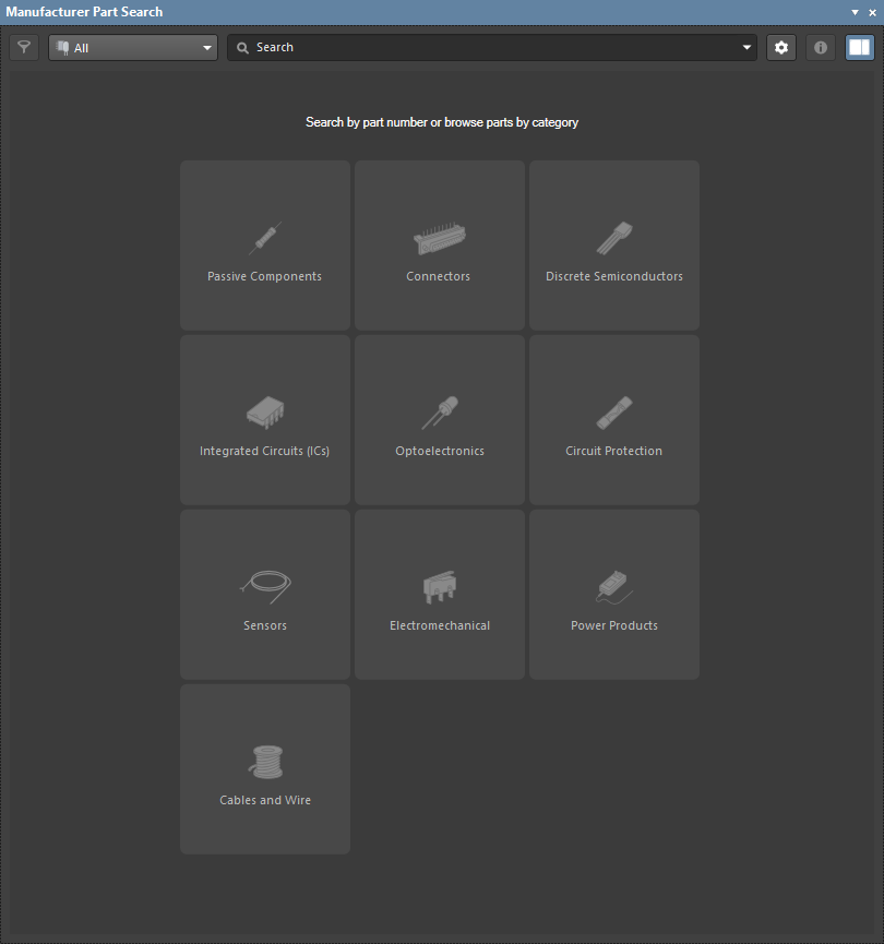 Manufacturer Parts Search panel
