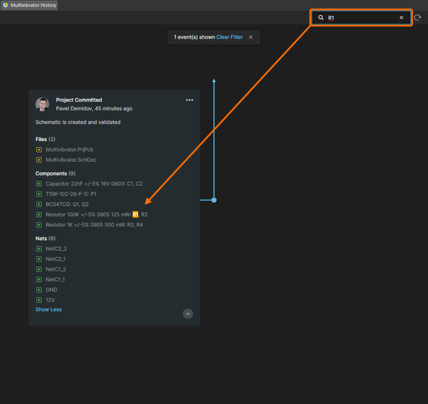 Project History, Search feature