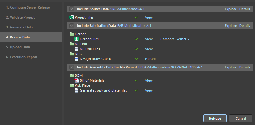 Project Releaser, Review Data stage