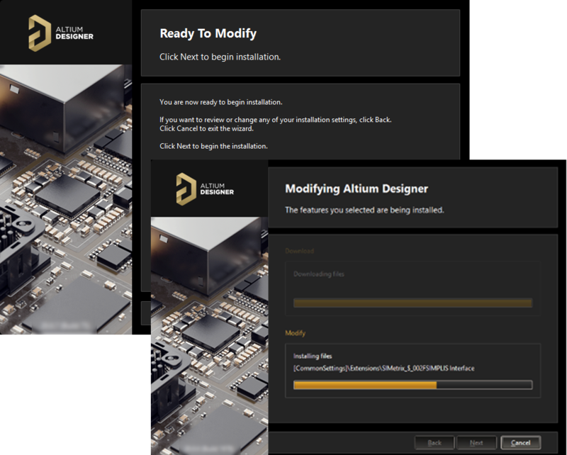 Modification of the installation proceeds by downloading the files required to implement desired changes to the software. Once downloaded, those files will be installed.