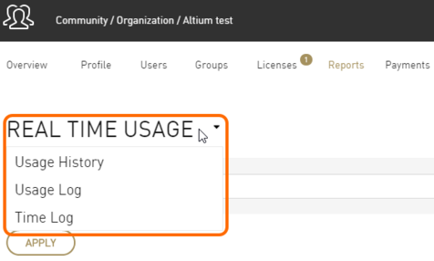 Switch report type as needed from the hover drop-down menu.