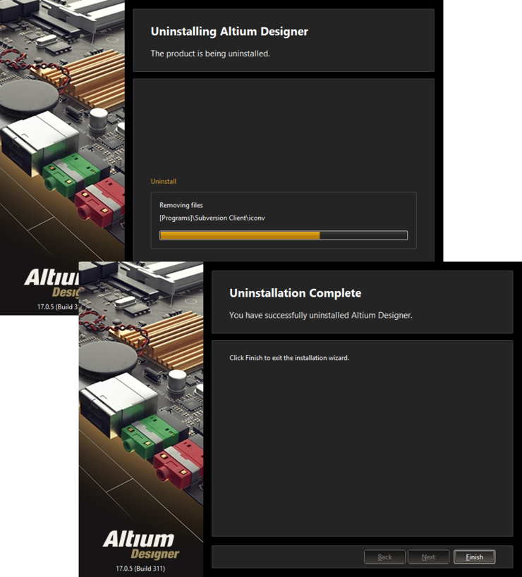 The Altium Designer Uninstaller in action!