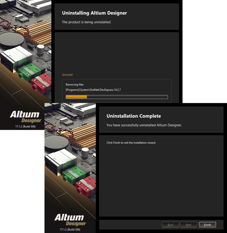 The Altium Designer Uninstaller in action!
