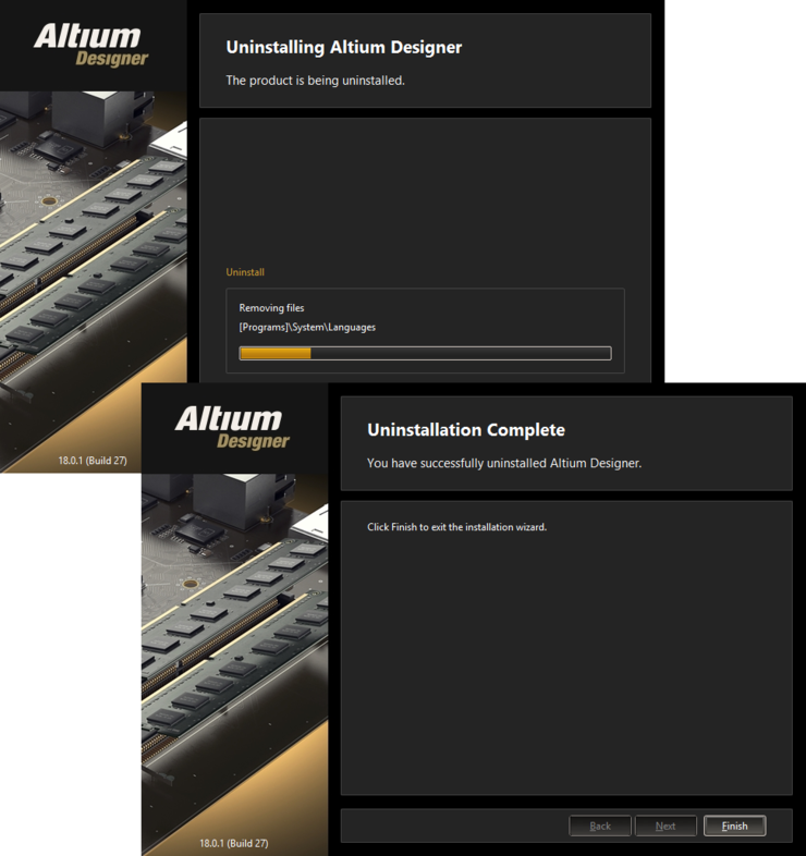 The Altium Designer Uninstaller in action!