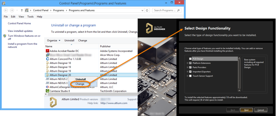 Modify the installation at any stage by changing the core functionality installed.